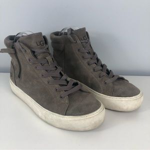 UGG grey suede leather lace up ankle boot